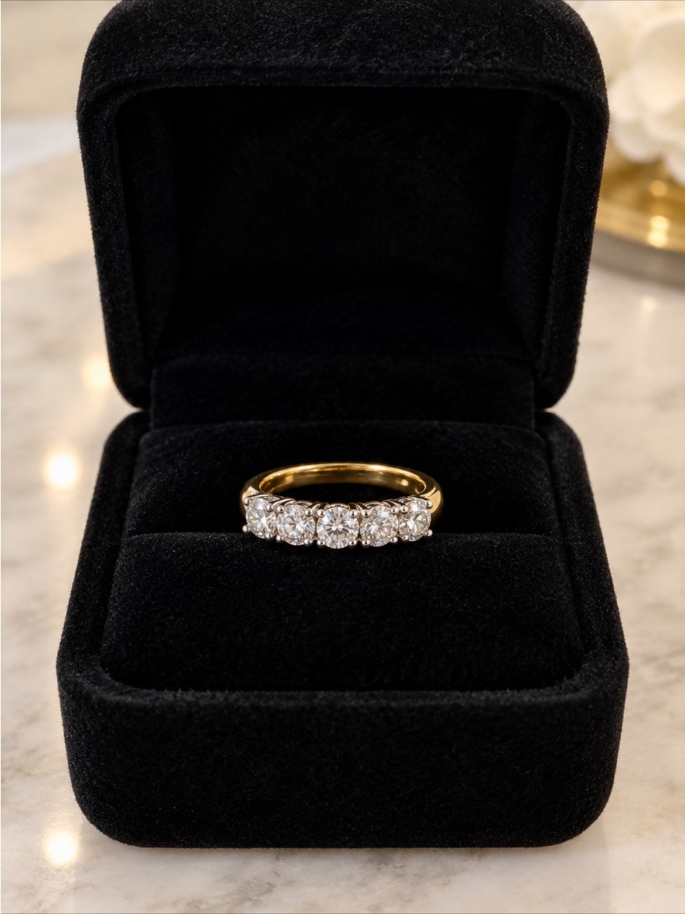 Five-Stone Diamond Band in Yellow and White Gold